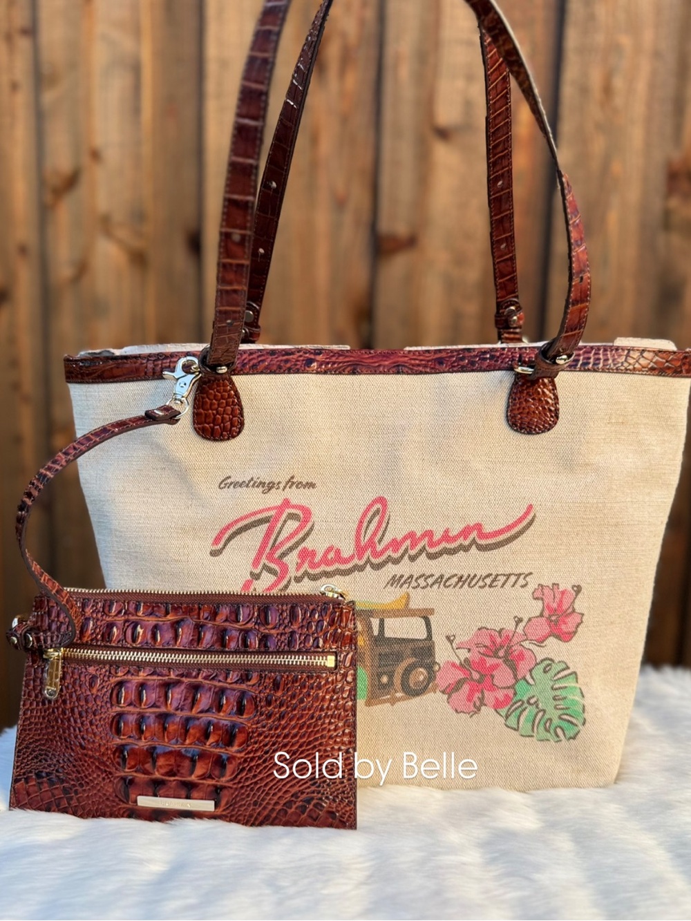 NWT Brahmin Pecan Pipa Brooke Tote Limited Edition